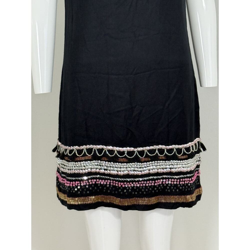 Maeve Anthropologie Women’s Black Sequin Beaded Mini Shift Dress Party Size 2 - Picture 4 of 16